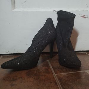 Brash Sparkle Black Sock Heels | size 6